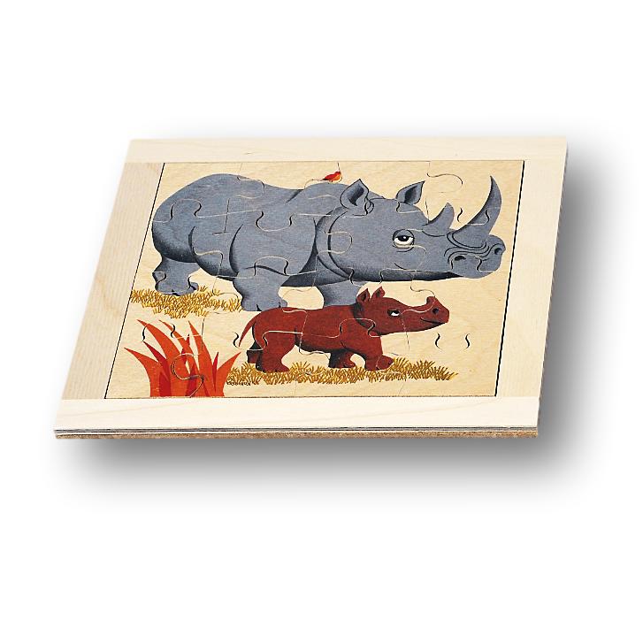 Atelier Fischer Atelier Fischer Wooden Jigsaw Puzzle - Rhinoceros (16 pcs) - blueottertoys - AF60301