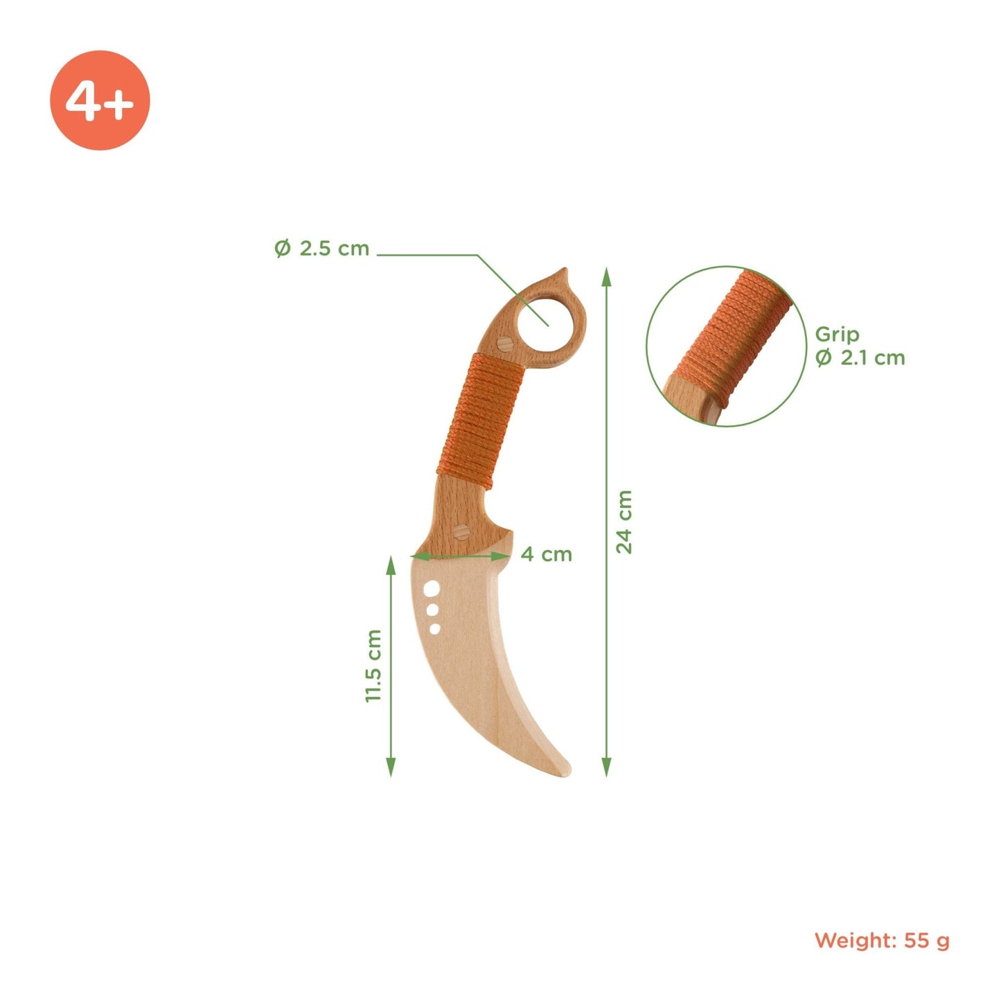 Woodsy Children's Wooden "Karambit" Knives (Set of 2) - blueottertoys - WD0702