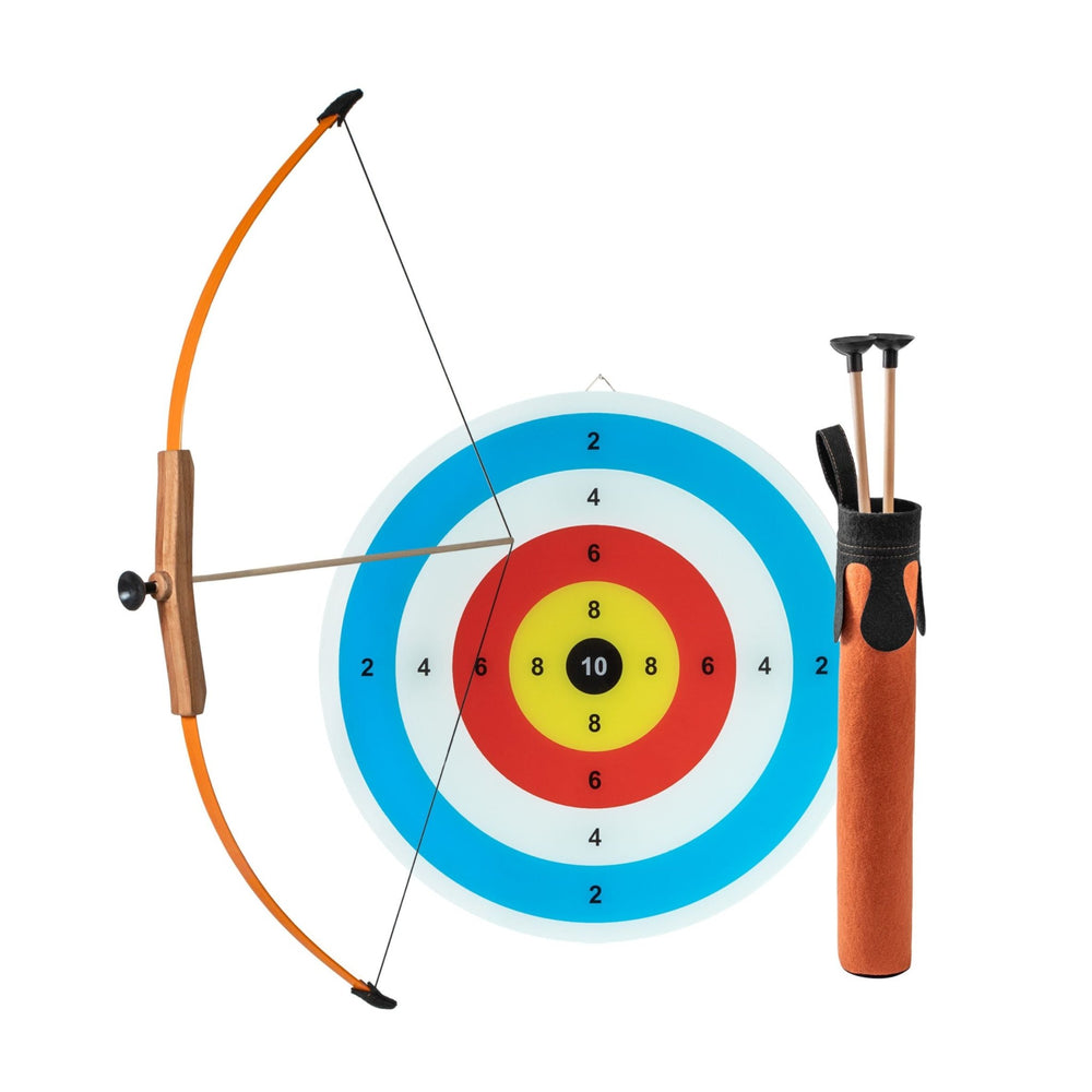 Woodsy Children's Wooden Longbow, quiver, 3 Arrows. and Target - blueottertoys - WD0710