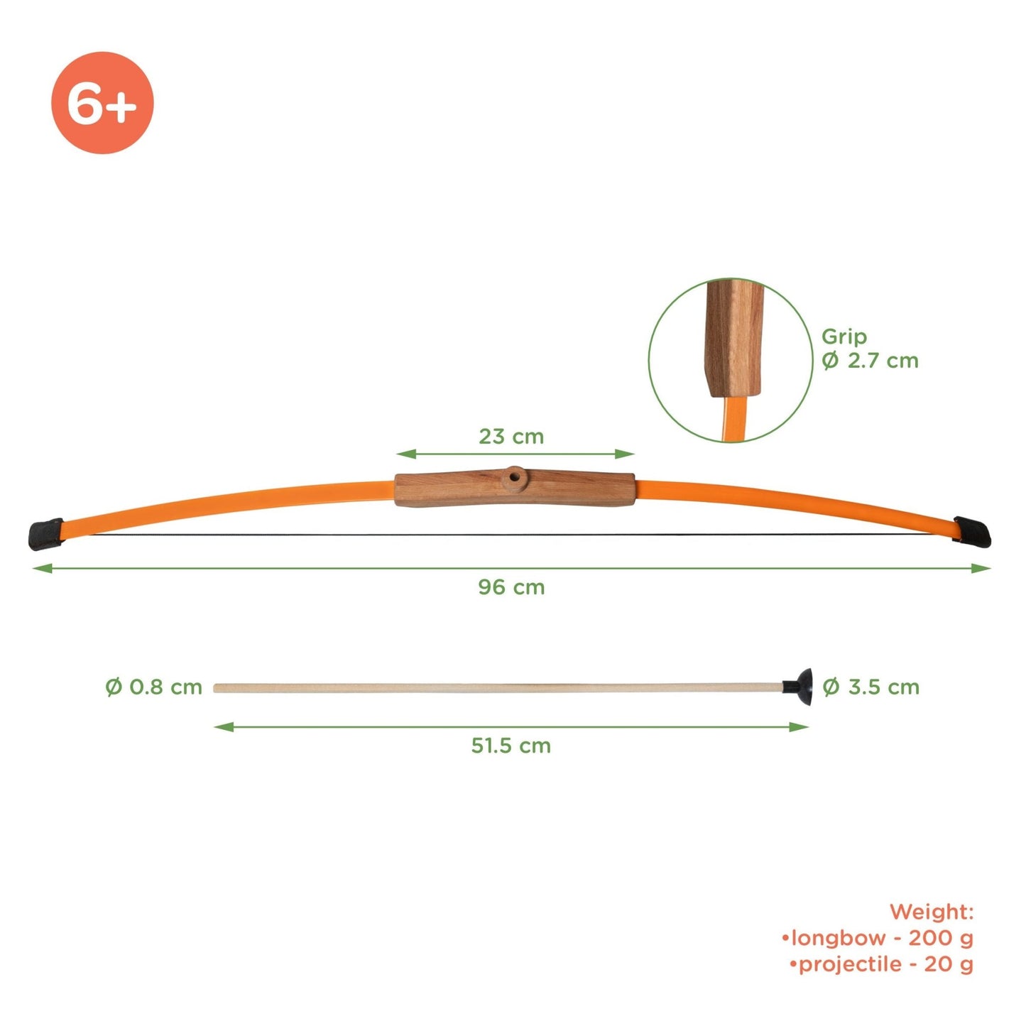 
                  
                    Woodsy Children's Wooden Longbow, quiver, 3 Arrows. and Target - blueottertoys - WD0710
                  
                