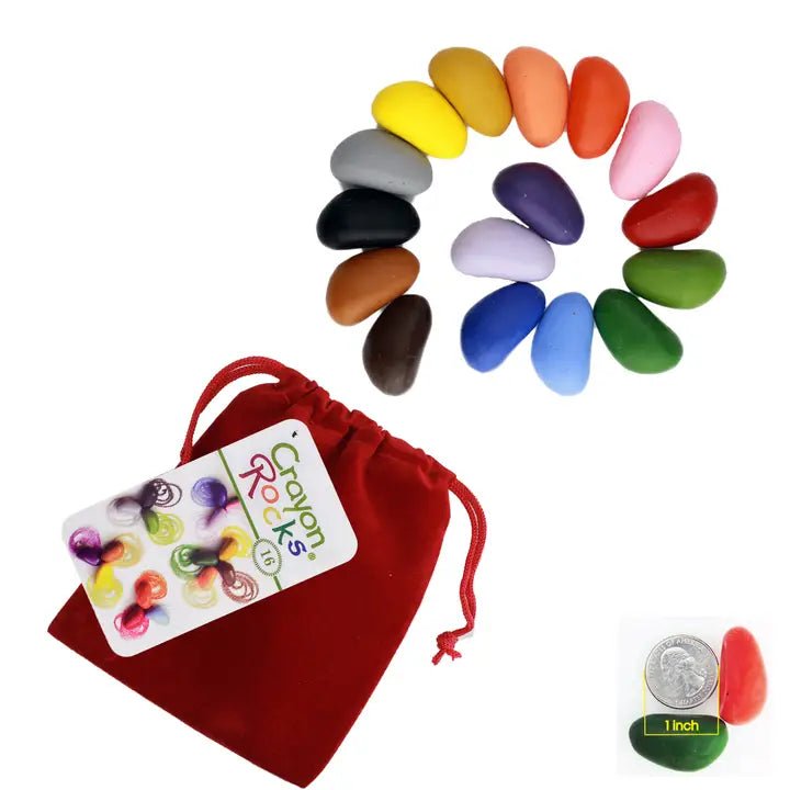 blueottertoys Crayon Rocks 16 Colors in Red Bag - blueottertoys - CR16RV