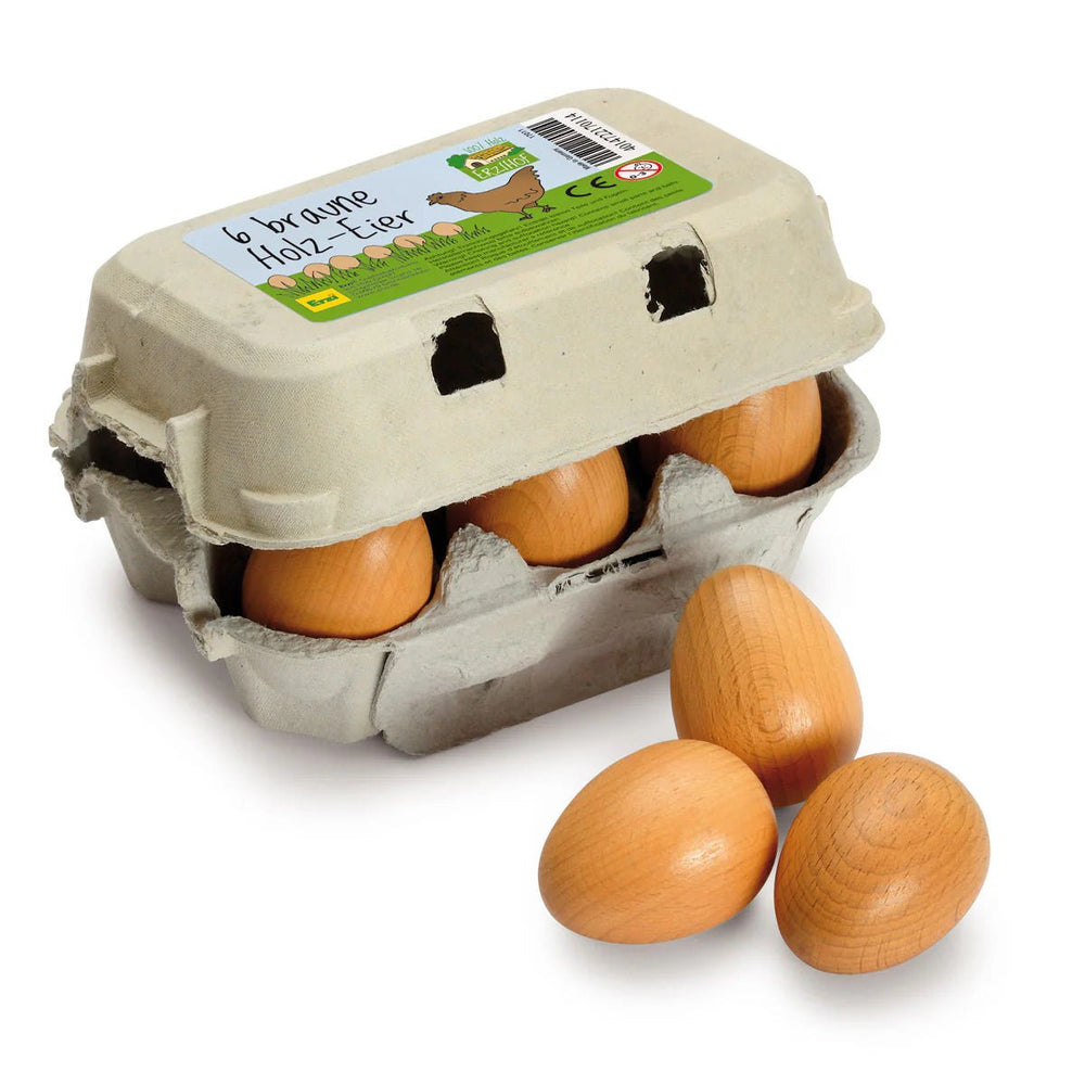 Erzi Erzi Wooden Brown Eggs in Carton - blueottertoys - E17011