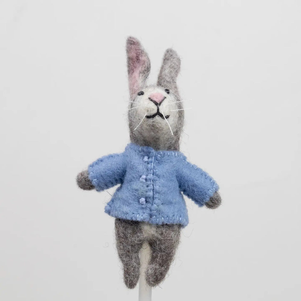 
                  
                    Blue felt bunny rabbit finger puppet from the winding road
                  
                