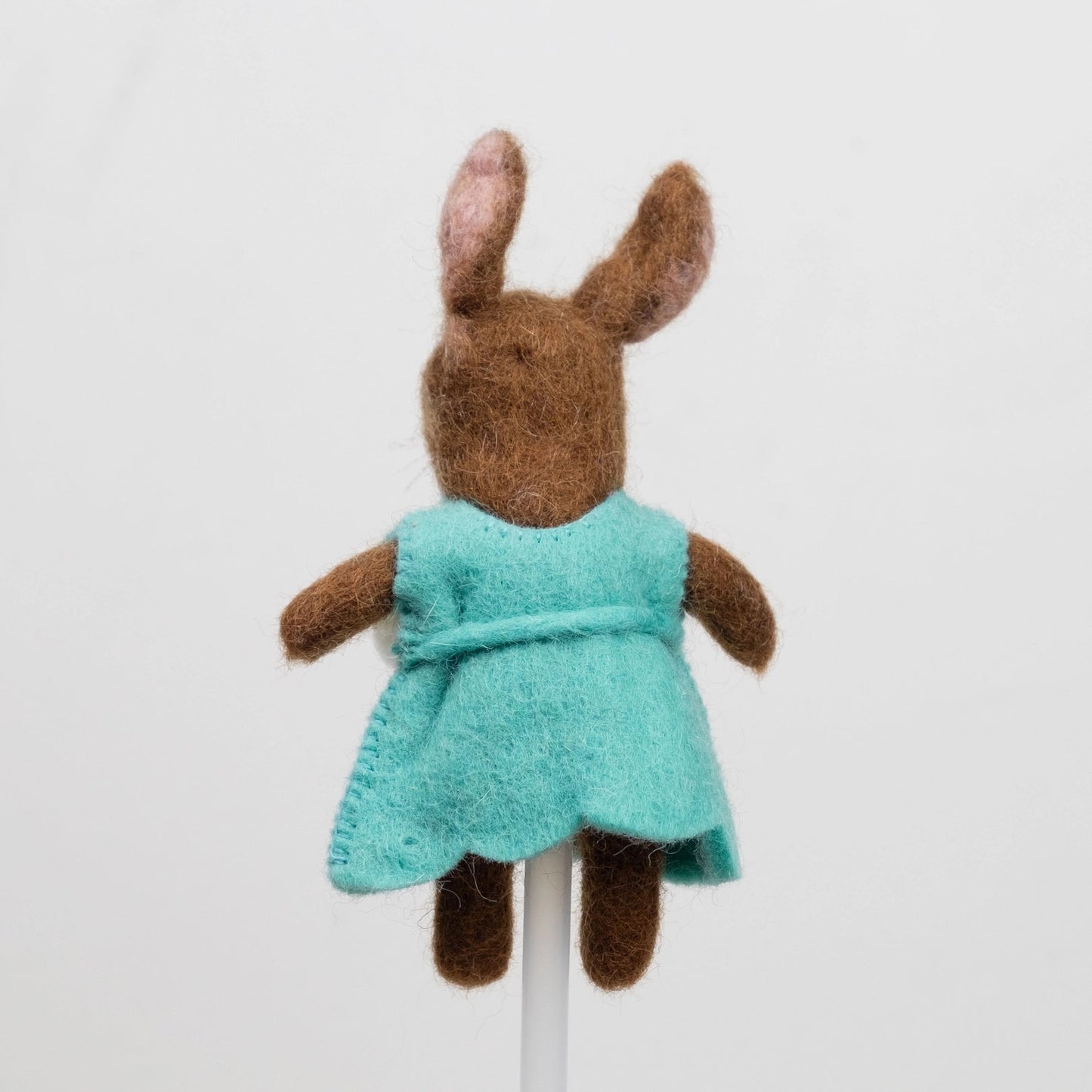 
                  
                    Backside of teal felt bunny rabbit finger puppet from the winding road
                  
                