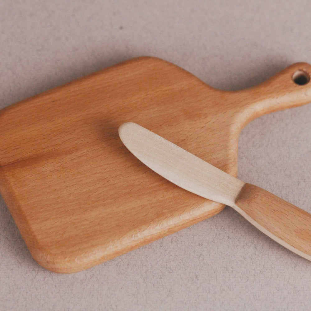 Handcrafted Toys Handmade Wooden Cutting Board and Wooden Knife - blueottertoys - TPBWK