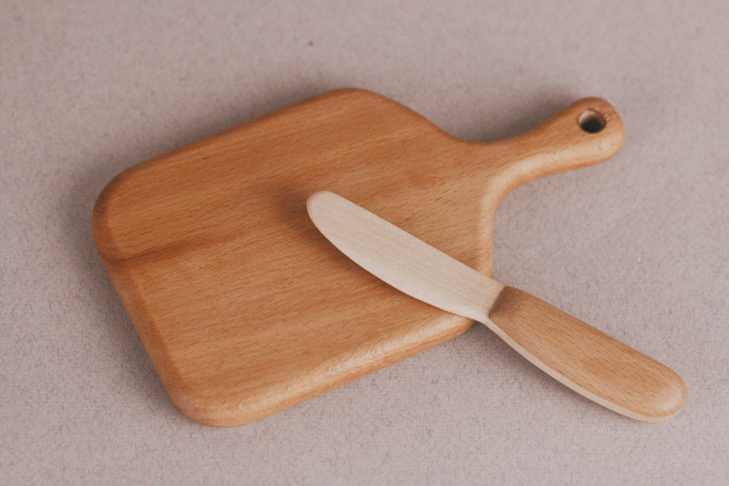 Handcrafted Toys Handmade Wooden Cutting Board and Wooden Knife - blueottertoys - TPBWK