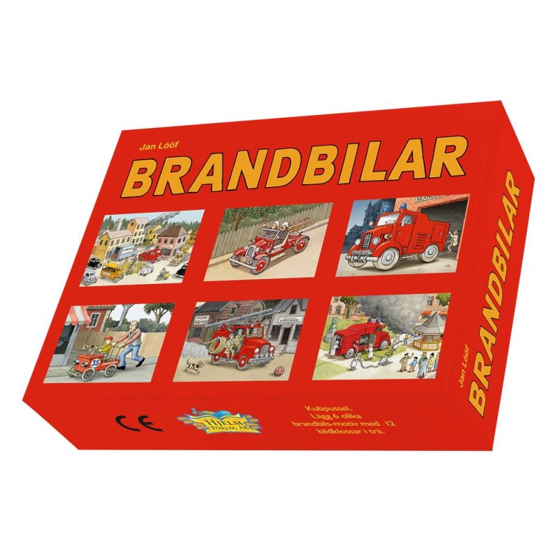 Jan Lööf Jan Lööf - Block or Cube Puzzle - Fire Engines - blueottertoys-HM3267