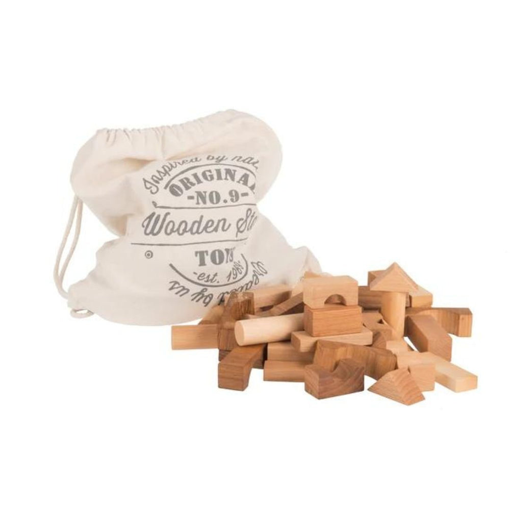 Wooden Story Wooden Blocks in Sack (Natural) - 100 pcs - by Wooden Story - blueottertoys - WS13