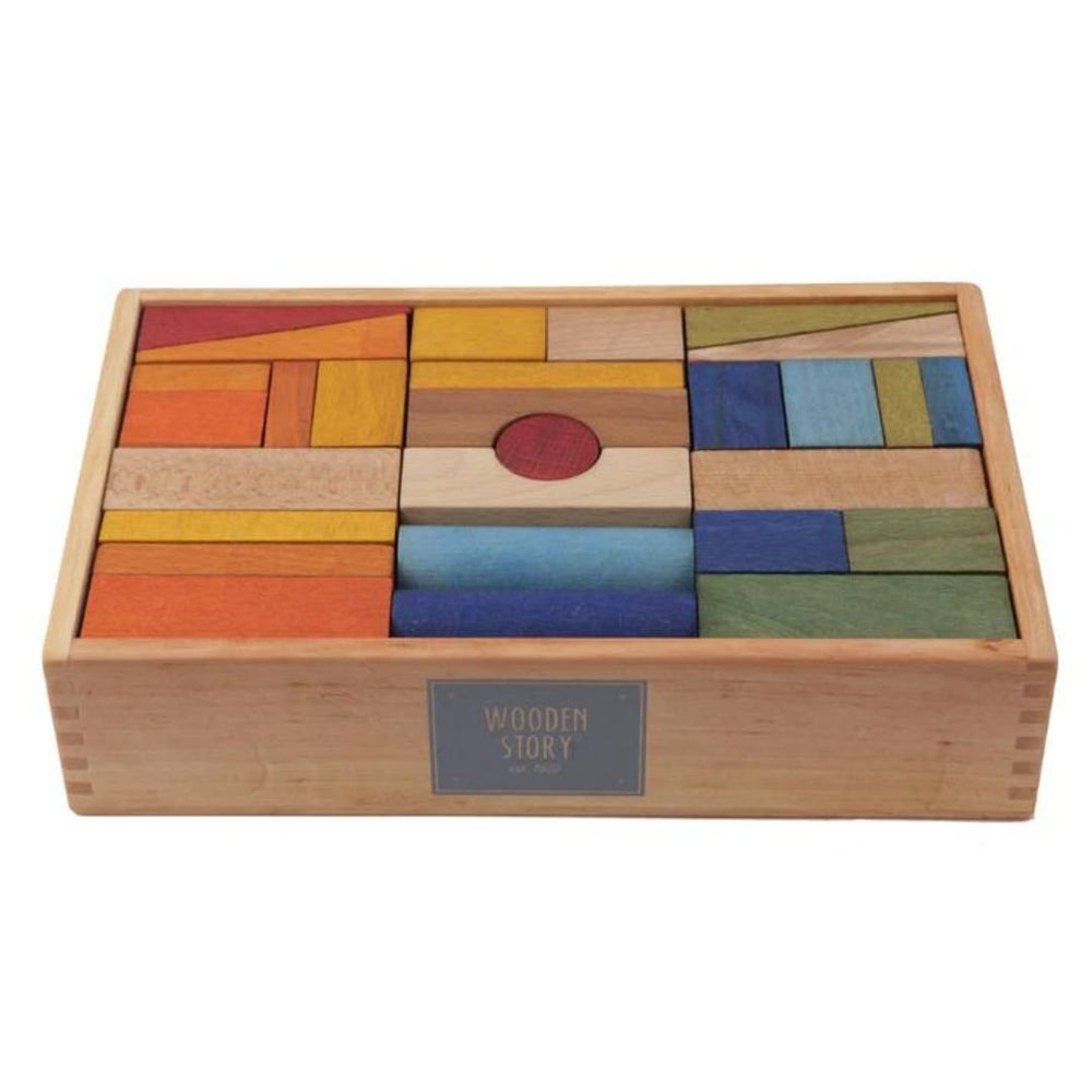 Wooden Story Wooden Blocks in Tray - 63 pcs Rainbow XL - blueottertoys - WS06