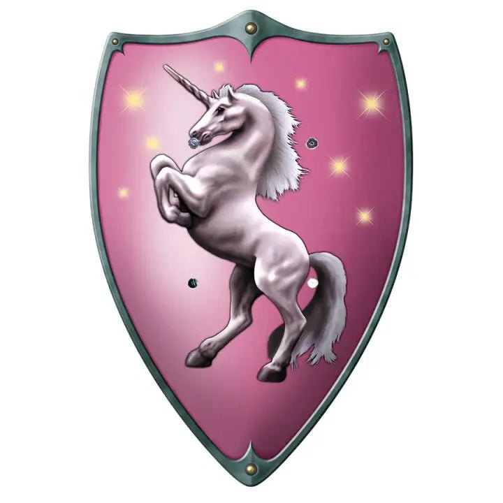 Challenge & Fun Wooden Play Buckler Shield - Unicorn, Pink - blueottertoys - HZ53583