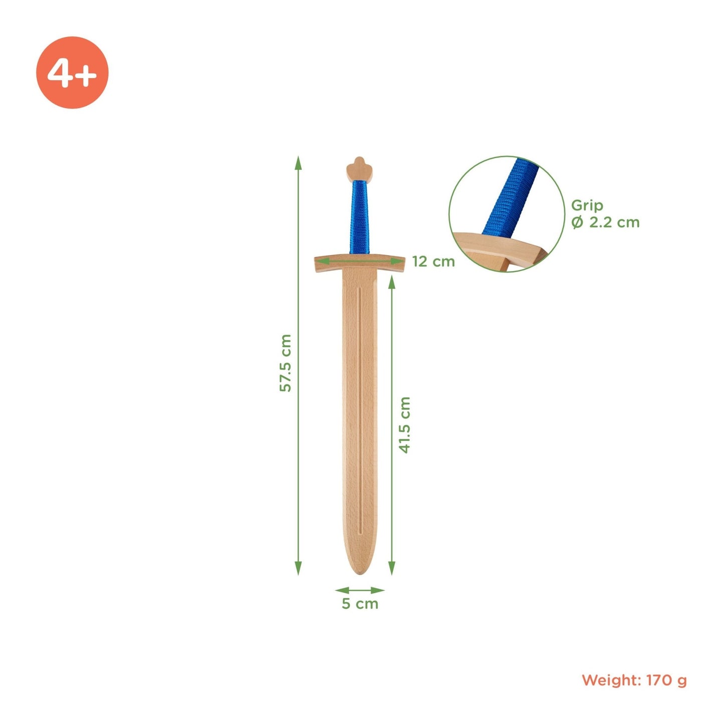 Woodsy Woodsy Big Double Edged Sword with Curved Cross Guard - blueottertoys - WD0104