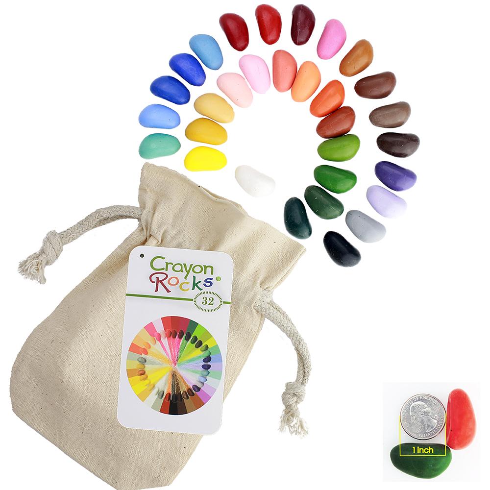 blueottertoys Crayon Rocks 32 Colors in Muslin Bag - blueottertoys-CR32CM