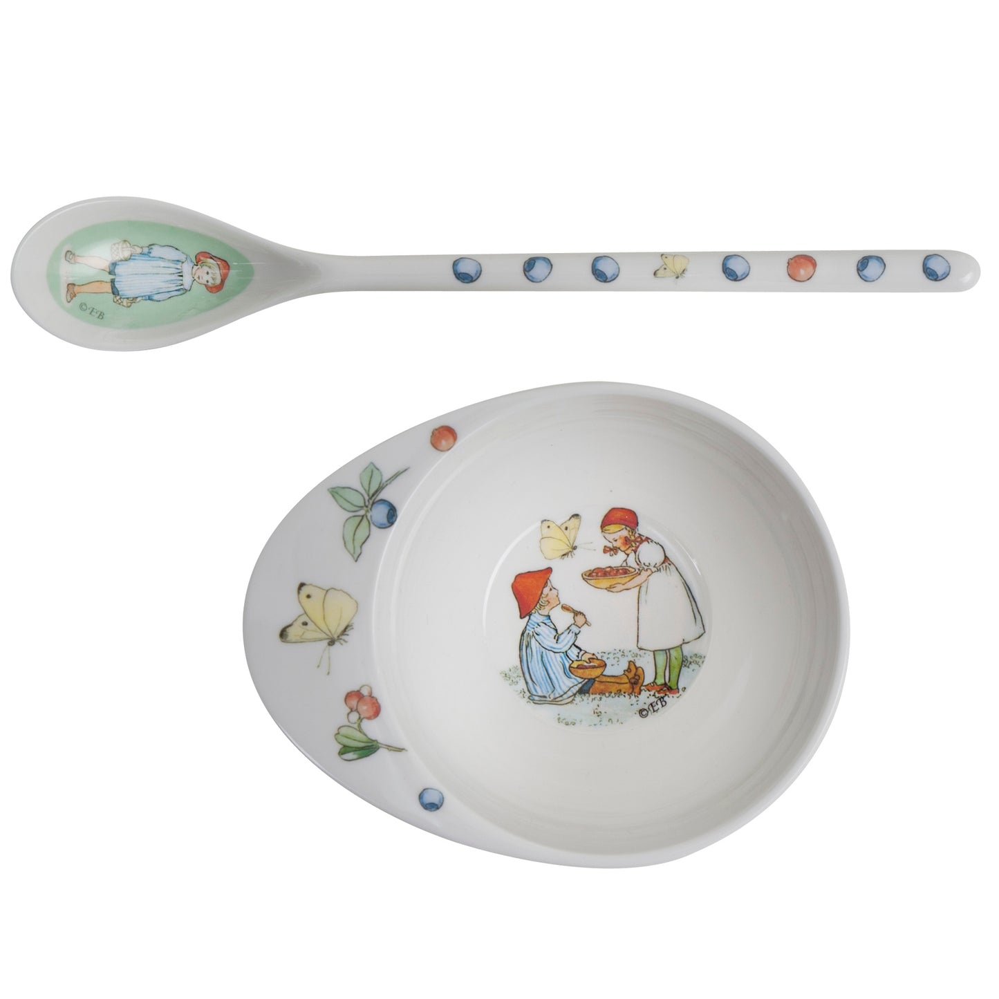 Elsa Beskow Elsa Beskow, Peter in Blueberry Land Baby Feeding Bowl & Spoon - blueottertoys-RS3335