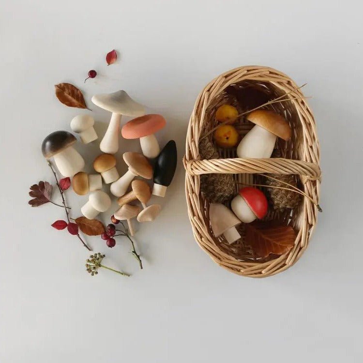 
                  
                    Moon Picnic Basket of Wooden Mushrooms by Moon Picnic - blueottertoys-MP2143
                  
                