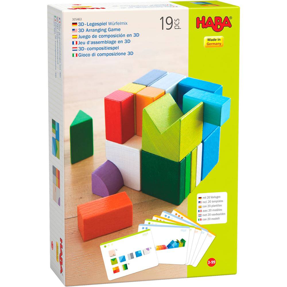 haba HABA 3D Arranging Game Wooden Building Blocks - blueottertoys-HB305463