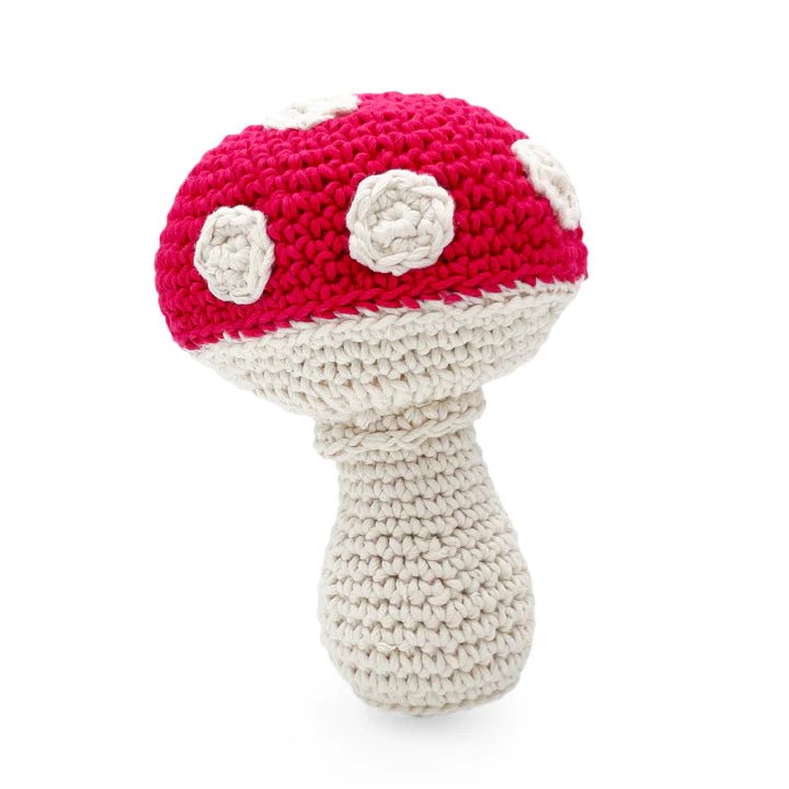 Myum Myum Organic Cotton - Amanita Mushroom Rattle - blueottertoys-MY-NAT-MUS-A