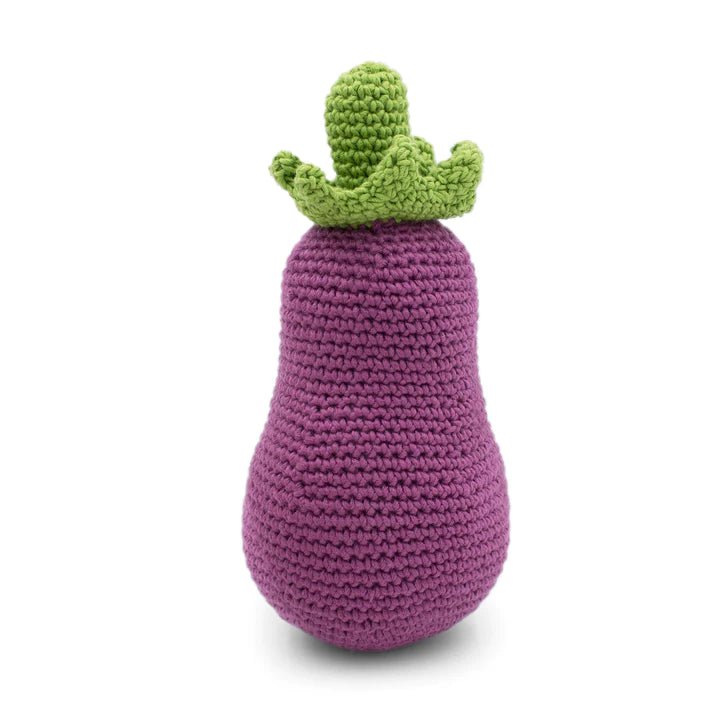 Myum Myum Organic Cotton - Eggplant or Aubergine Rattle - blueottertoys-MY-AUB